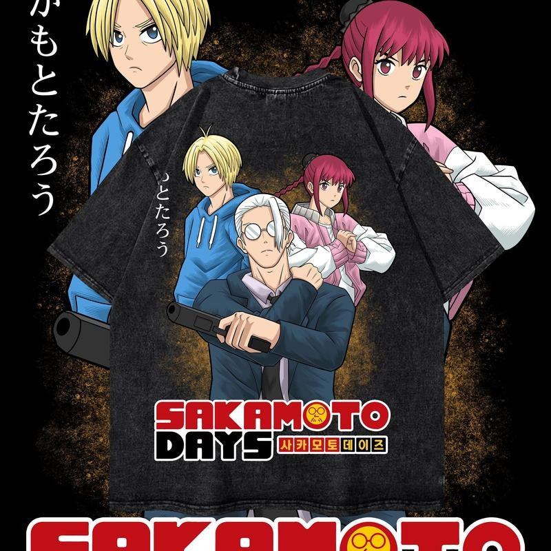 Vintage Sakamoto Dyenomite Mineral Wash Shirt, Sakamoto Days Shirt, Unisex Anime T-Shirt, Streetwear & Gym Style, Classic Cotton