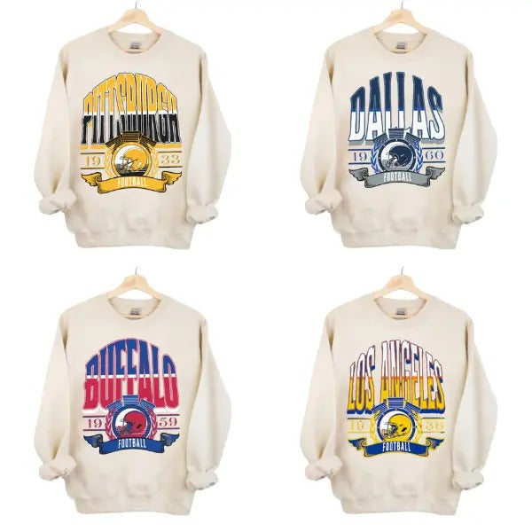 Vintage Sand Football Sweatshirt - Classic Sportswear for All Team Fans