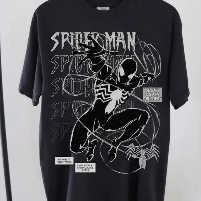 Vintage Spidermann T-Shirt, Retro Graphic T-Shirt Menswear Round Neck Shortsleeve Bestie