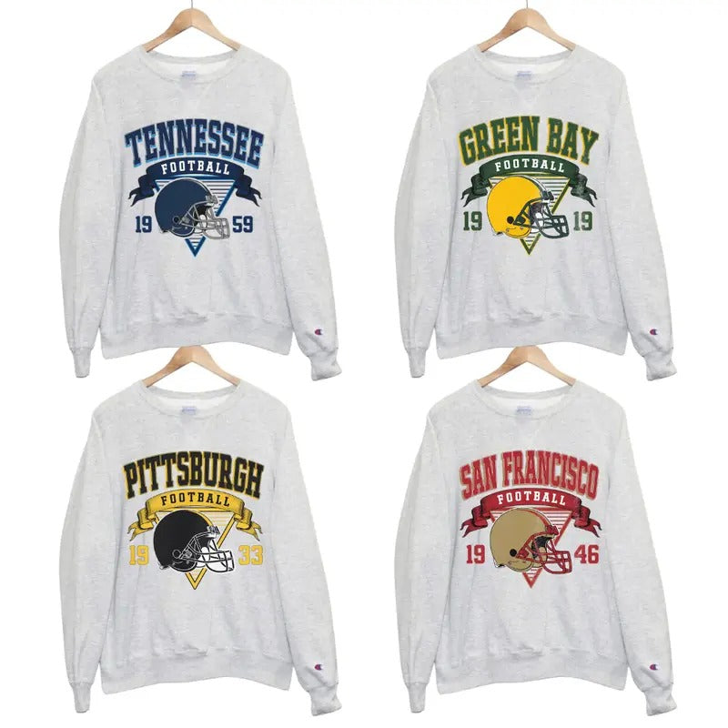 Vintage Style All Team Football Crewneck, Retro Football Sweatshirt, Game Day Crewneck