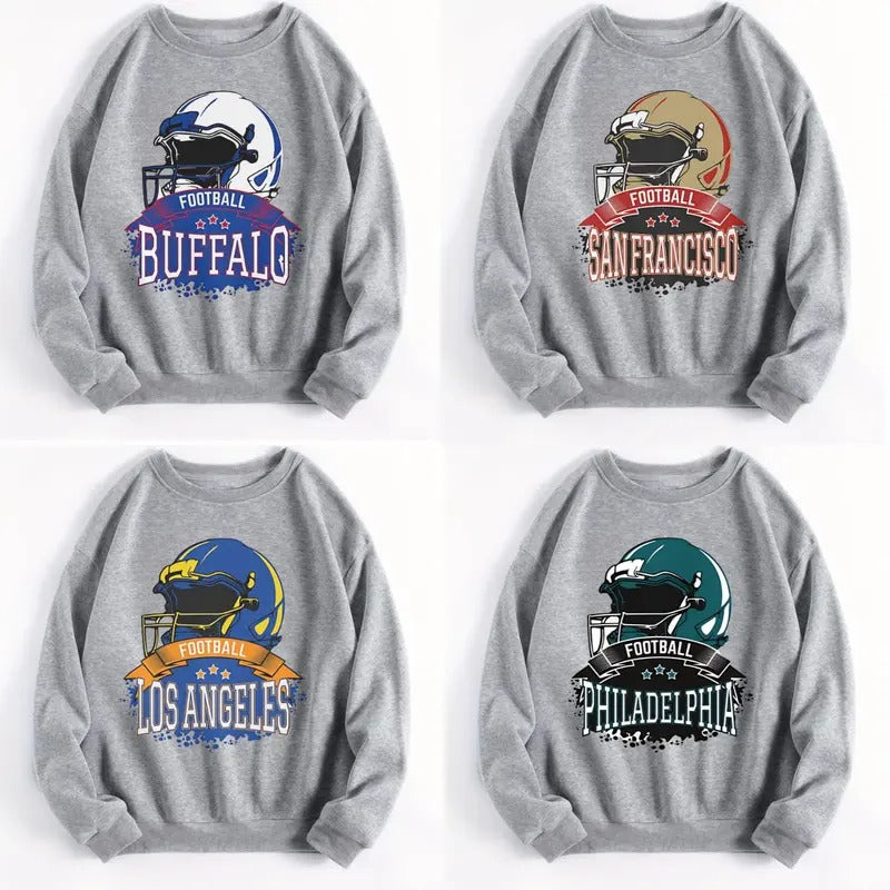 Vintage Style Sweatshirt for All Football Teams, Unisex Cotton