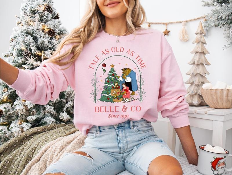 Vintage Tale As Old As Time Christmas Sweatshirt , Retro Christmas Sweatshirt, Belle & Co Christmas Sweatshirt, Christmas Hoodie, Xmas GiftBelle Books Shop Shirt