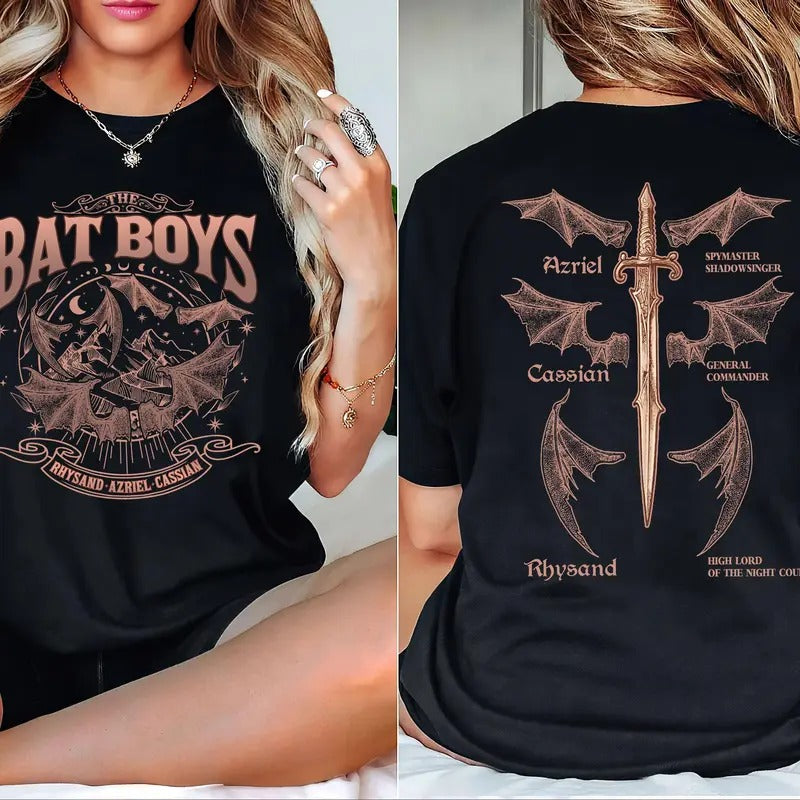 Vintage The Bat Boys Acotar Shirt, The Bat Boys Shirt, The Night Court Shirt, Rhysand Cassian Azriel, Bookish Merch Casual Cotton