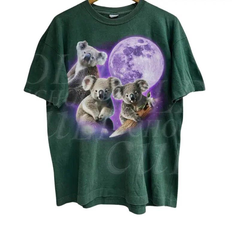 Vintage Three Koalas Graphic T-shirts, Funny Weird Shirts, Retro Cute Koala Tshirt, Meme, Wild Life Lovers,Oversized Y2k Australian Koala Bear Tee