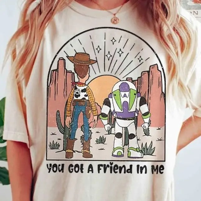 Vintage Toy Story T Shirt Hoodie Sweater, You'Ve Got A Friend In Me T-shirt, Woody And Buzz Lightyear Tee, land Trip, Toy Story Birthday Gift