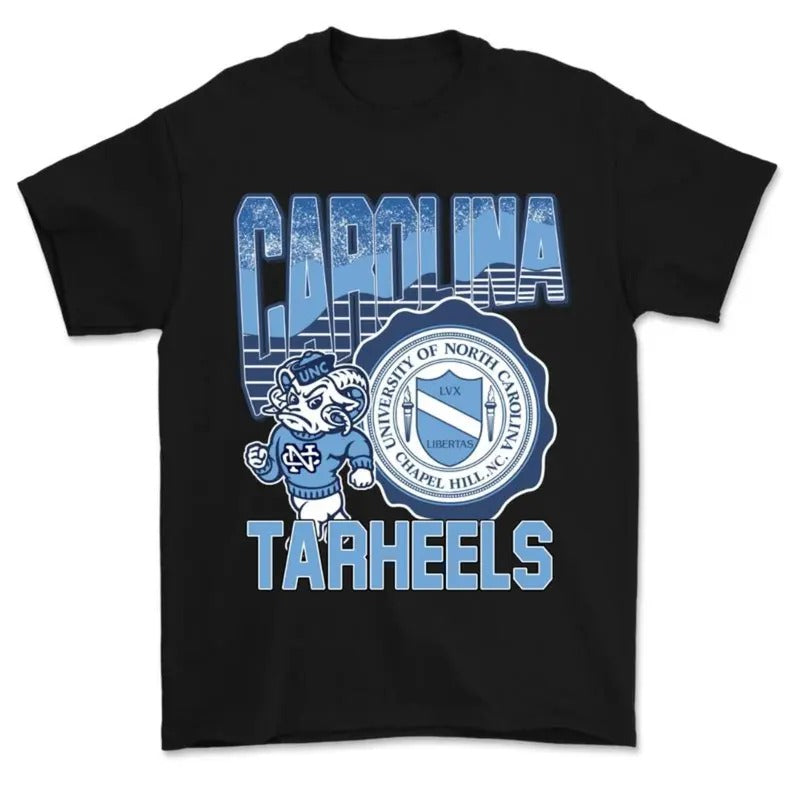 Vintage UNC Tar Heels Mascot Logo T-Shirt, University of North Carolina Cotton football shirt