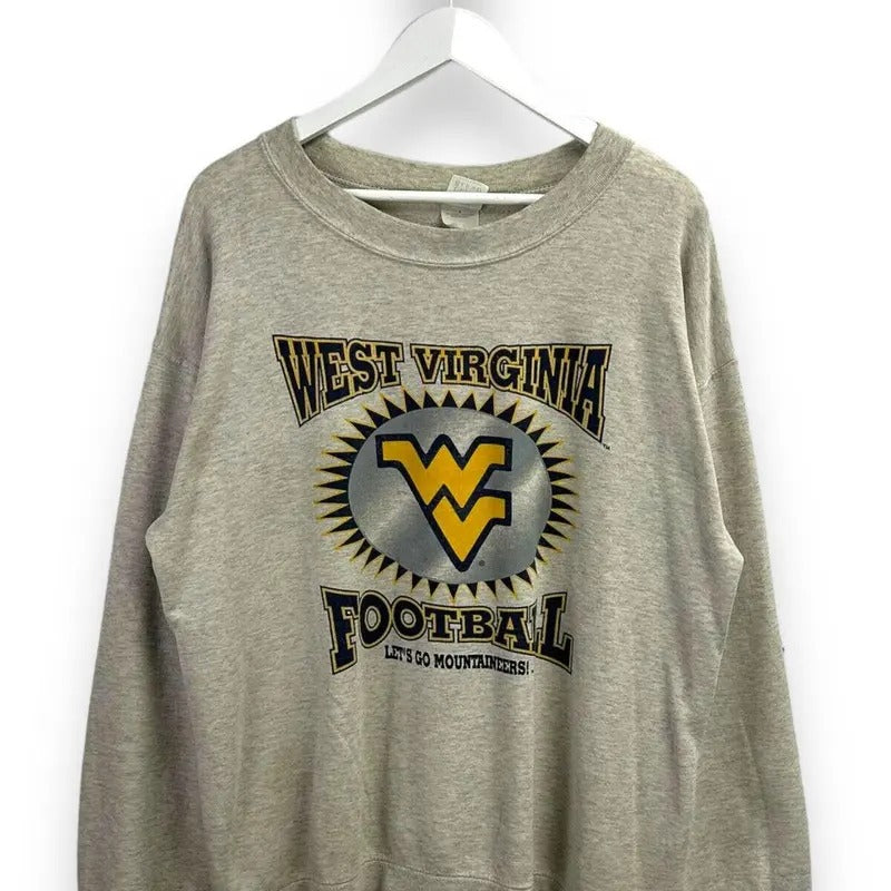 Vintage West Virginia Mountaineers NCAA Football Graphic Sweatshirt Size Large