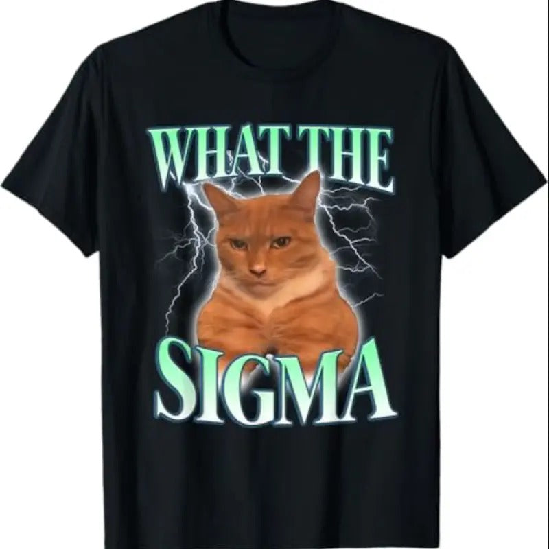 Vintage What The Sigma Lovely Animal Funny Cat-Meme T-Shirt