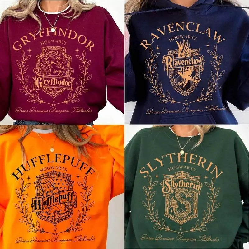 Vintage Wizard House Sweatshirts, Hogwarts House Sweatshirt, HP Wizard School Shirt, Potter Sweater Gift, Harry Magic, Universal Studios Fan
