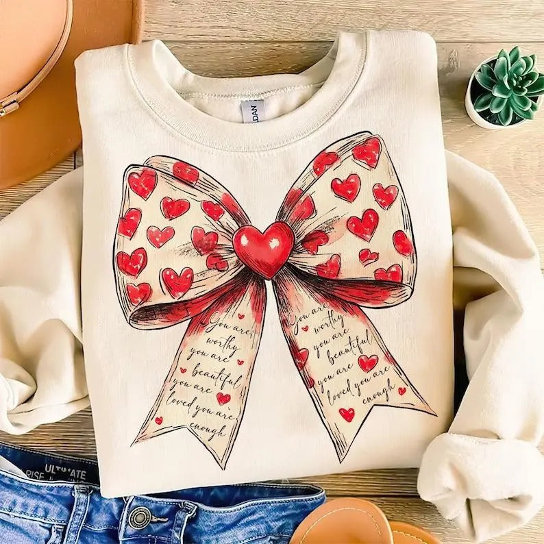 Vintage You're Worthy valentine coquette heart png, you are loved png, Retro Valentine Png, Valentine Png, Valentine coquette, Christian Png