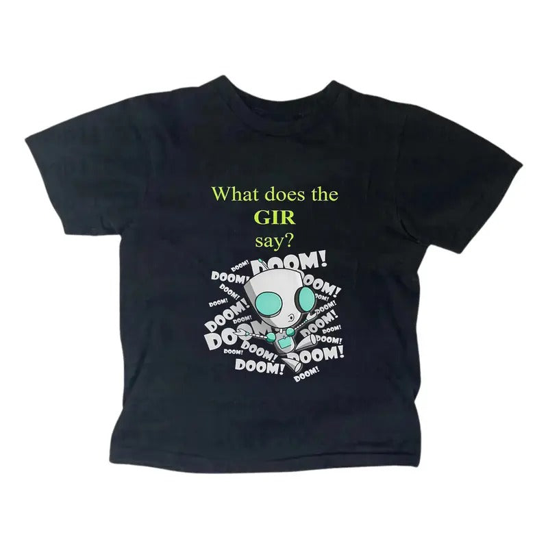 Vintage Zim Doom Baby Tee - Y2K Women's Gothic Emo Girl Top - Casual Cotton Short Sleeve - Gift For Her