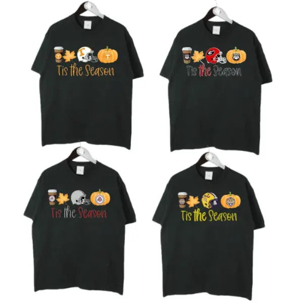 Vintage the Season NCAA All Teams Football NCAA Black T-Shirt