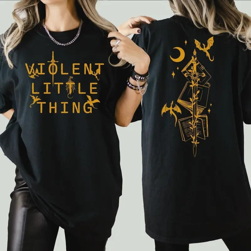 Violent Little Thing 2-Sided Shirt, Fourth Wing Dragon Rider Tee, Riders Quadrant Tee, Comfort Colors Basgiath Shirt