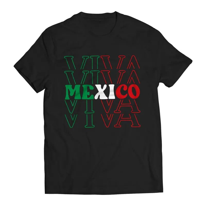 Viva Mexico Mexican Patriot Short Sleeve T-Shirt- Playera Patriota De Mexico Casual Classic Cotton Crewneck