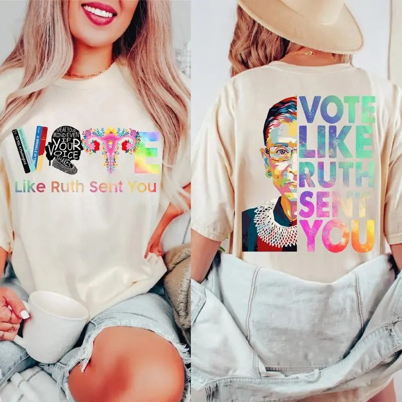 Vote Reproductive Rights Banned Books Election Shirts, Books Shirt, Sarcastic Graphic Tee, Unisex Classic Cotton Tee with a Two-Sided Graphic Print in All Sizes