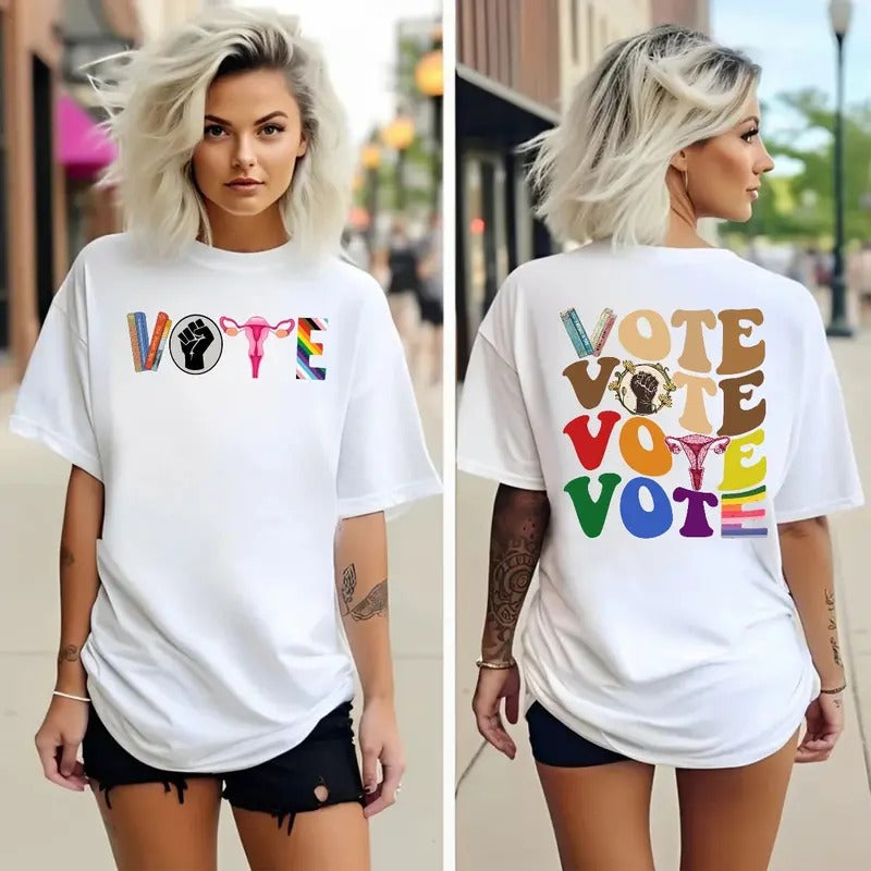 Vote Two Sides Shirt, Banned Books Shirt, Reproductive Rights Tee, The Future Is Female, Political Activism, Unisex Short Sleeve Tee, Casual Clothing