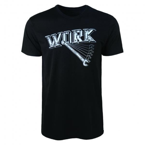 WORK Wrench T-Shirt - Sweatshirt - Hoodie, Streetwear - Funny Mechanic Graphic Tee with Swinging Tool Design, Garage Wear for Car Guys, Blue-Collar Gift Idea