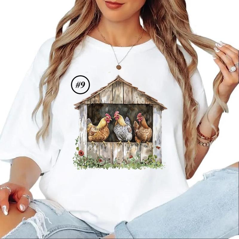 Watercolor Chicken Coop Custom Easter Unisex T-shirt Farm Sweatshirt Hoodie Funny Chicken Christmas Party 1 Cotton Womenswear