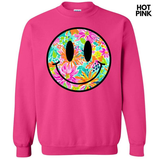 Watercolor Flowers Happy Face Sweatshirt 'NLB'