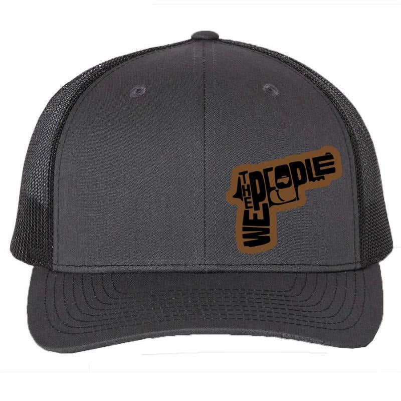 We The People Vegan Leather Patch Hat, Richardson 112 hat, Richardson cap, Gift for him, Patriotic, Cap Daddy, Gun shaped, Funny Adult Humor