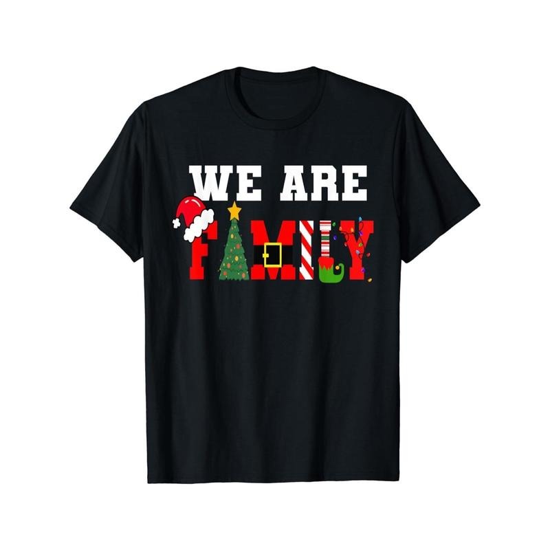 We are Family Christmas Print Men's T-shirt - cotton Summer short sleeve fashion casual comfort high quality made in usa