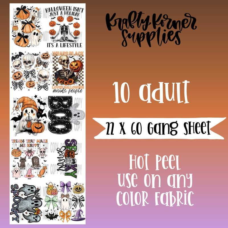 Wears Black Loves Halloween DTF Transfer Gang Sheet, 22 x 60