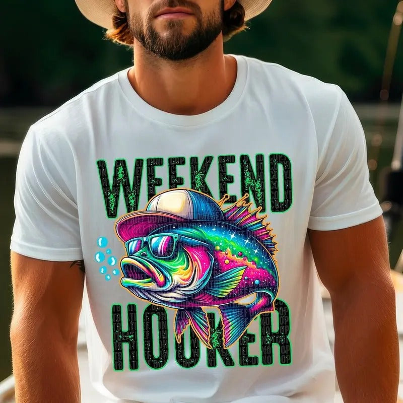 Weekend Hooker Funny Fishing Men Tee, Funny Fishing Tee, Fisherman Outdoors Outfit, Fishing Dad Tee, Father's Day Gift, Camo Dad Gift