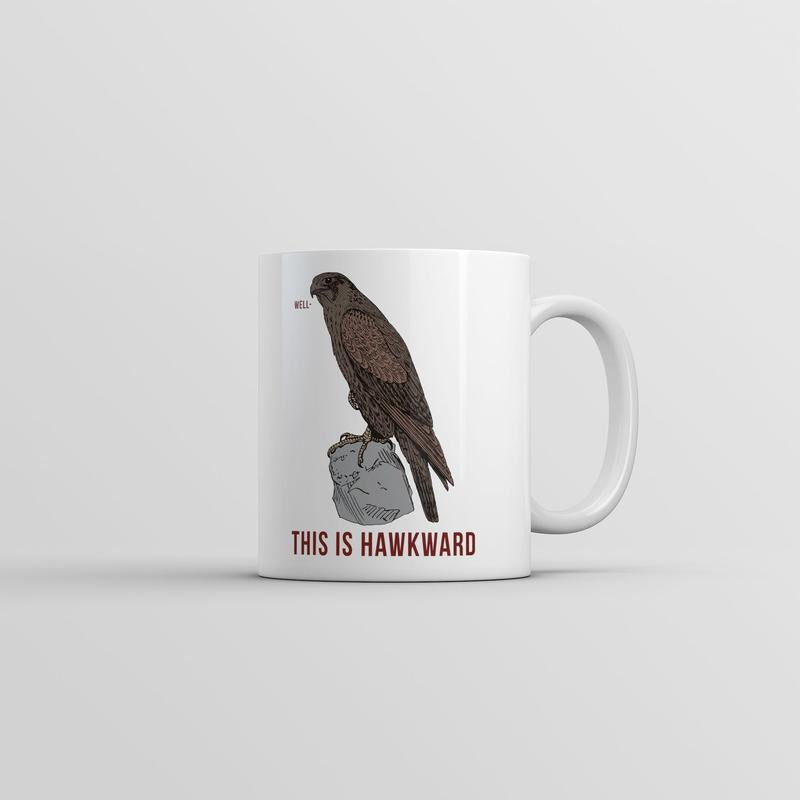 Well This Is Hawkward Mug Funny Sarcastic Graphic Coffee Cup-11oz Funny Coffee Mugs Ceramic Printed Drinkware Cup