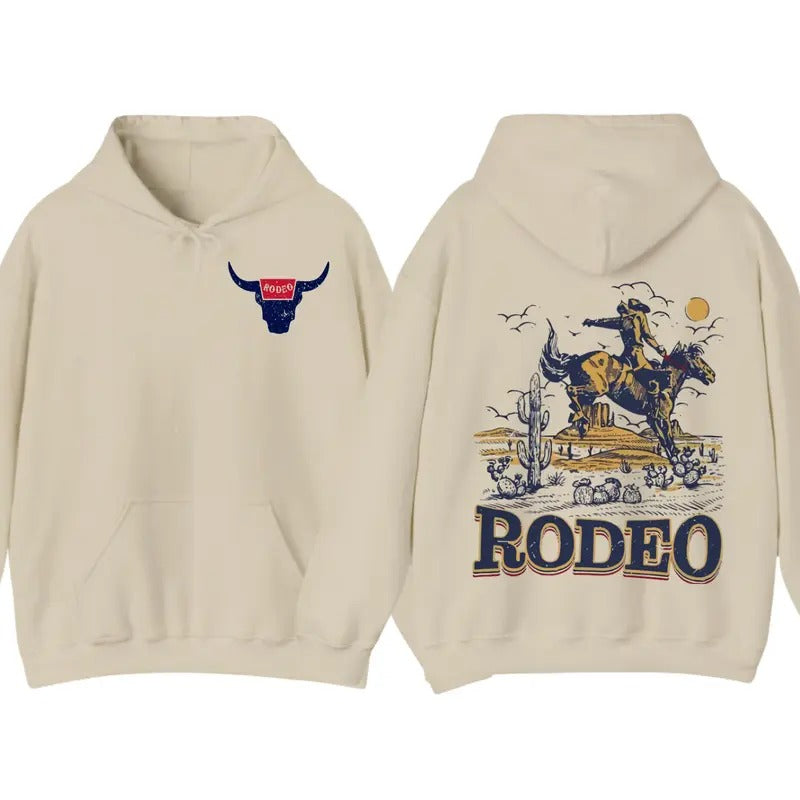 Western Cowboy Shirt, Rodeo Hoodie, Vintage 90s Graphic Western Hoodie