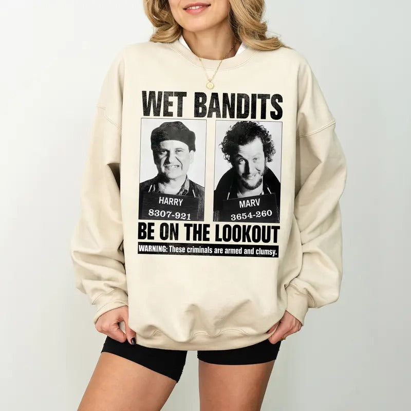 Wet Bandits Mugshot Sweatshirt, Armed and Clumsy Criminals Shirt, Funny Christmas Movie Shirt, Home Alone TEE, Christmas Home Party Tee