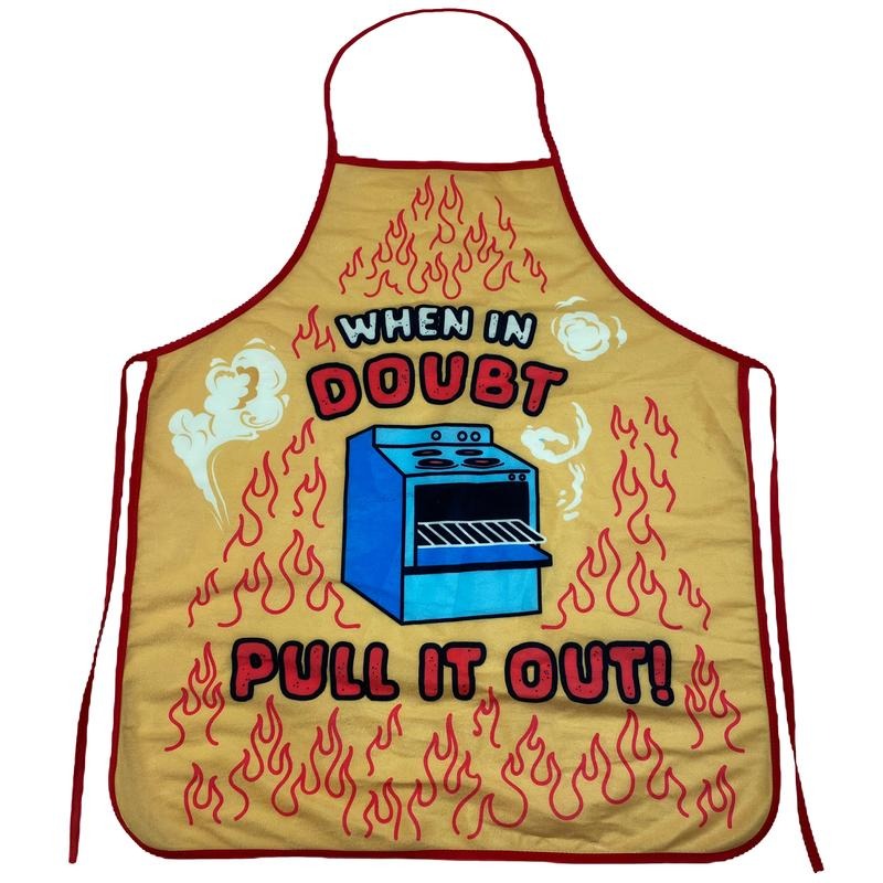 When In Doubt Pull It Out Apron Funny Oven Baking Cooking Graphic Kitchen Smock Funny Graphic Kitchenwear Funny Food Novelty Cookware Yellow