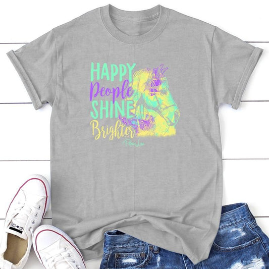 Happy People Shine Brighter Tee, Proudly Printed In The USA, Tee Gray / White, #sassy #cute #colorprint