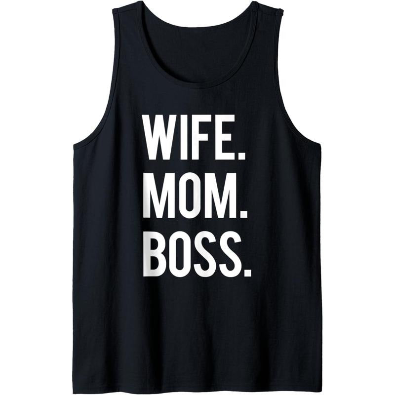 Wife Mom Boss Funny Workout Gym Motivational Womens Gift Tank Top made in USA