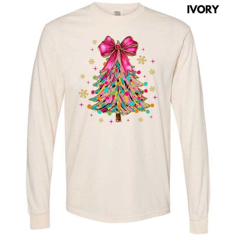 Wild Colors Christmas Tree Long Sleeve Comfort Colors T-Shirt 'NLB'