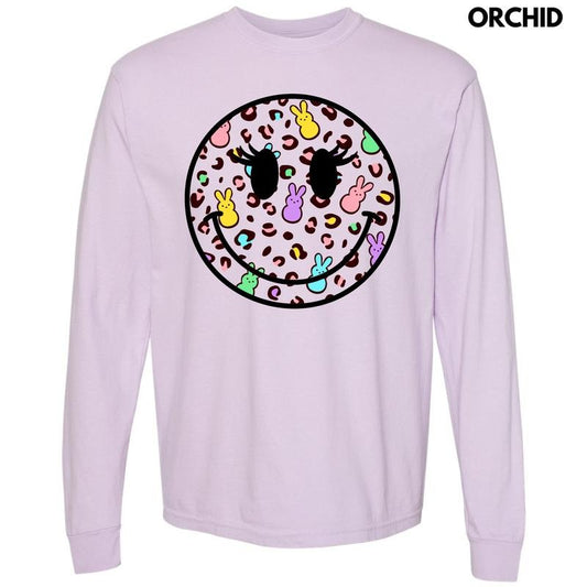 Wild Peeps Happy Face Long Sleeve Comfort Colors T-Shirt 'NLB'