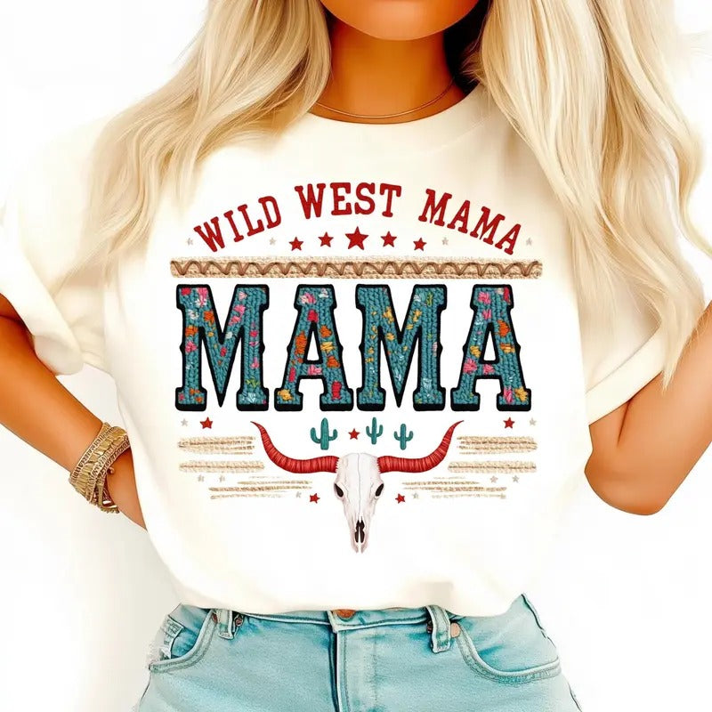 Wild West Mama Howdy Shirt, Wild West Retro Mama Tee, Southwestern Mom Gift, Country Mom Life, Mother's Day Shirt