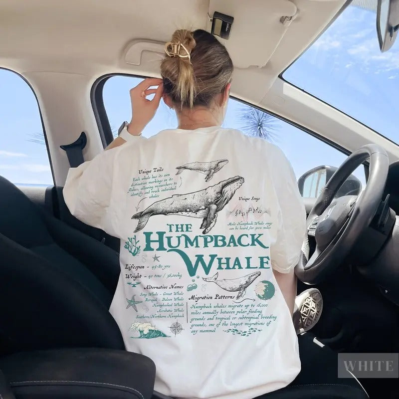 Humpback Whale Facts TShirt | Retro 90s Oceancore Aesthetic, Marine/Wildlife Biology T-Shirt, Trendy Cute Boho Summer Beach Top