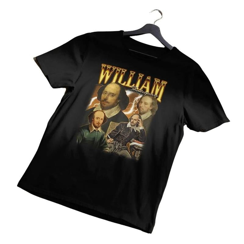 William Shakespeare Unisex Tee, Retro Bard T-Shirt, Literary Gift Shirt, Classic Literature Top, Great Gift for Bookworms