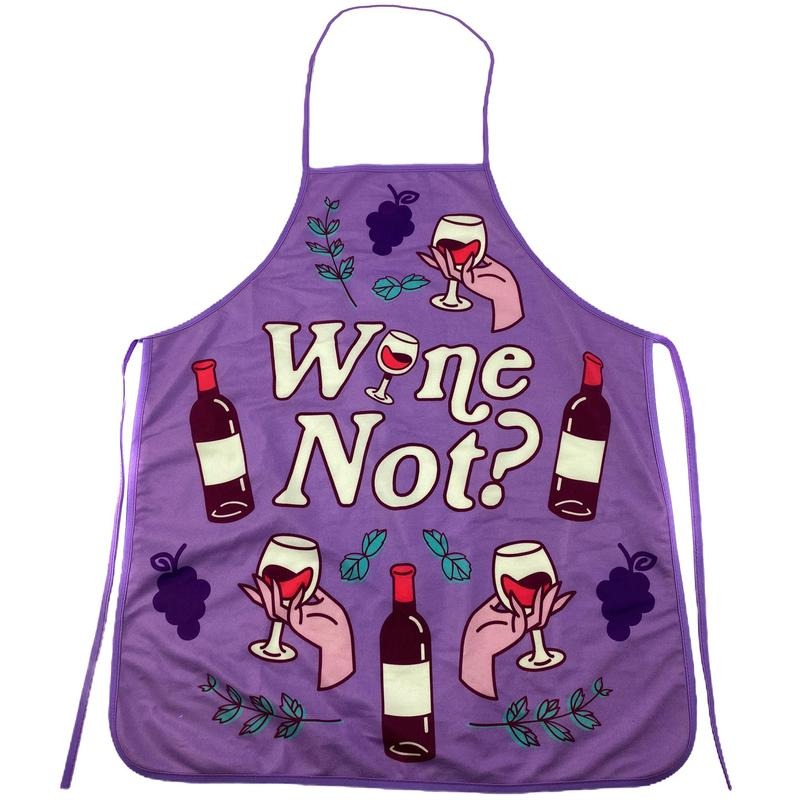 Wine Not Apron Funny Vino Wine Lover Drinking Graphic Novelty Kitchen Smock Funny Graphic Kitchenwear Wine Funny Food Novelty Cookware Purple