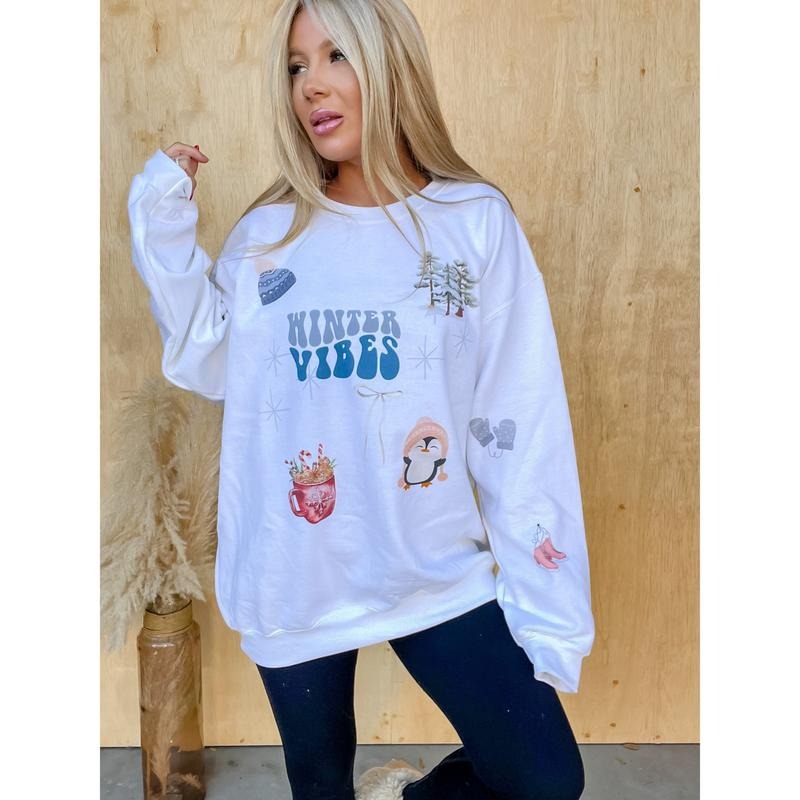 Winter Sticker Trend Graphic Pullover