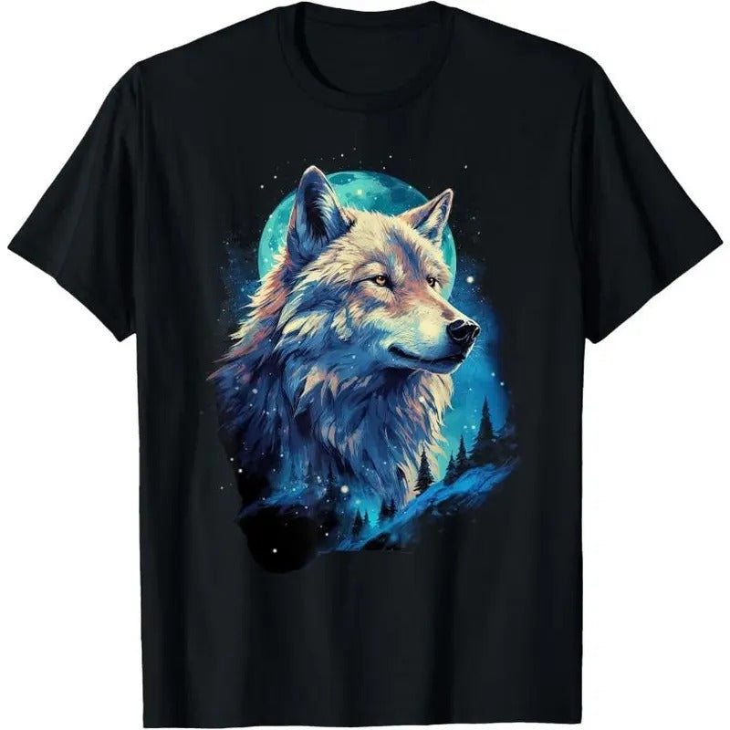 Wolf Moon Howling Lone Funny Wolves pack of wolves T-Shirt Made in USA
