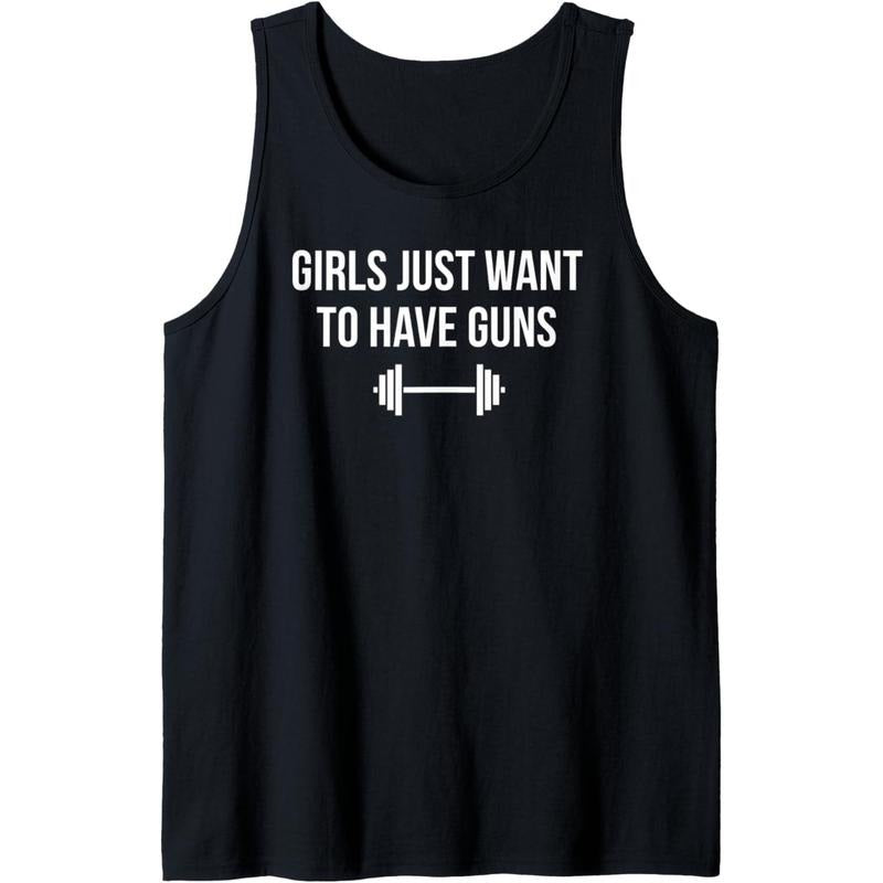 Women Workout Funny Girls Just Want to Have Guns Funny Tank Top MADE IN USA