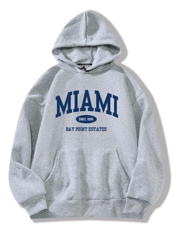 Women's Letter Print Drawstring Pocket Hoodie, Casual Hooded Sweatshirt for Daily Wear, Comfortable Ladies Fall & Winter Clothes