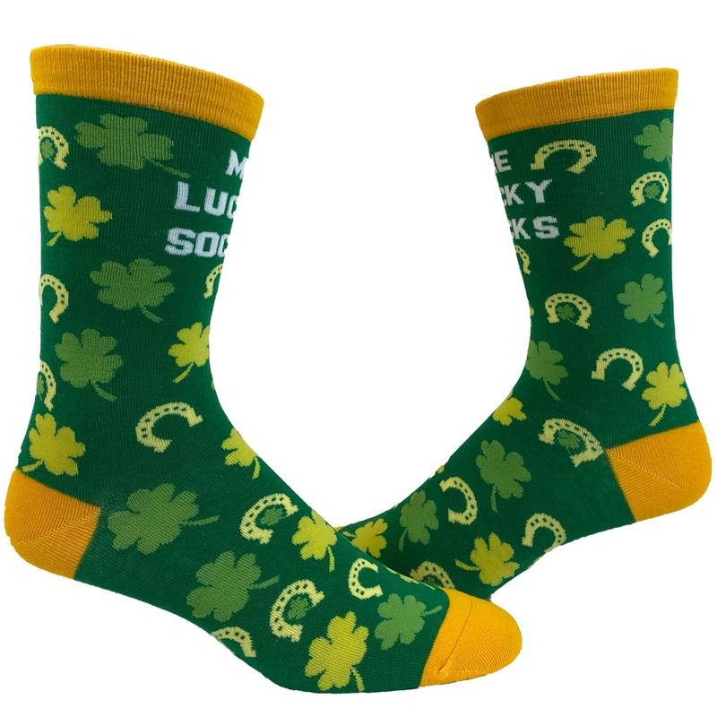 Women's Me Lucky Socks Socks Funny Shamrock St Patricks Day Parade Irish Graphic Novelty Footwear Funny Graphic Socks Comfortable Fitted Spandex Cotto