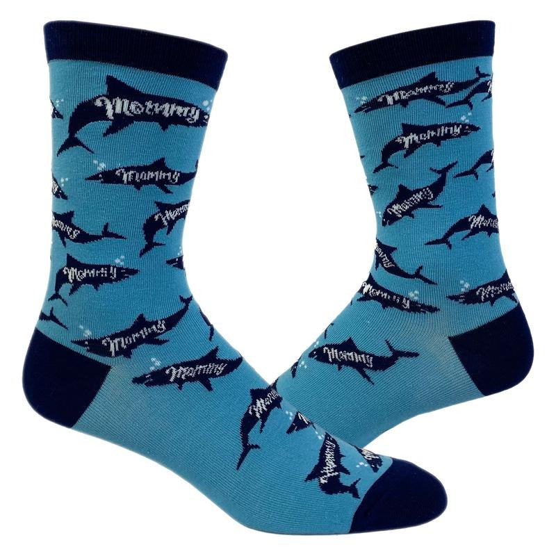 Women's Mommy Shark Socks Funny Viral Song Mothers Day Fish Graphic Novelty Footwear Funny Graphic Socks Comfortable Fitted Spandex Cotton
