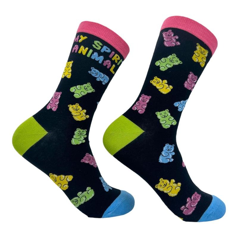 Women's My Spirit Animal Gummy Bear Socks Funny Cute Colorful Candy Footwear Funny Graphic Socks Comfortable Fitted Spandex Cotton