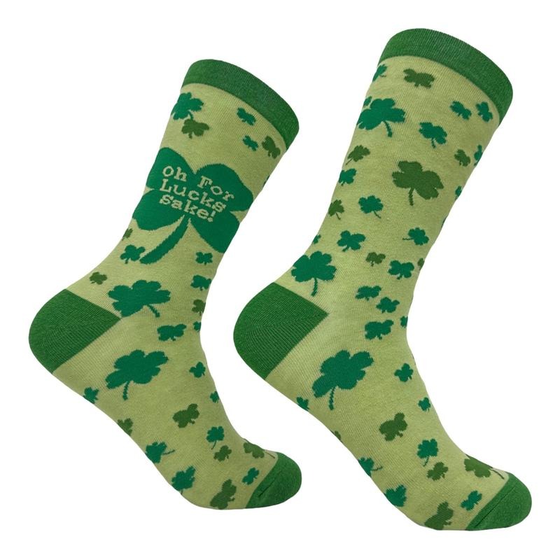Women's Oh for Lucks Sake Socks Funny St Paddys Day Shamrock Footwear Funny Graphic Socks Comfortable Fitted Spandex Cotton