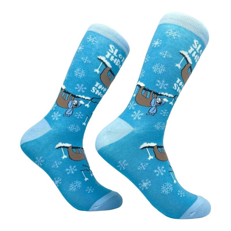 Women's Slothing Through The Snow Socks Funny Christmas Sloth Santa Claus Graphic Novelty Footwear Funny Socks