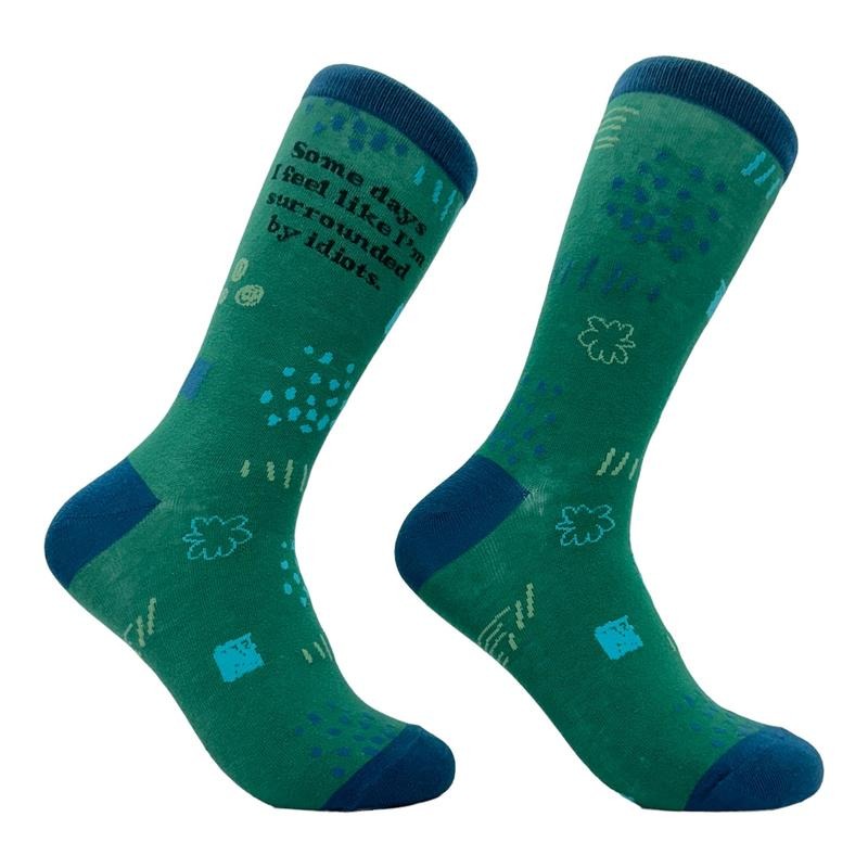 Women's Some Days I Feel Like Im Surrounded By Idiots Socks Funny Offensive Novelty Footwear Funny Graphic Socks Comfortable Fitted Spandex Cotton