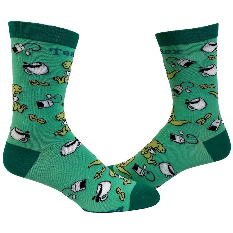 Women's Tex Rex Socks Funny Cute Dinosaur Drinking Tea Jurassic Graphic Novelty Footwear Funny Graphic Socks Comfortable Fitted Spandex Cotton